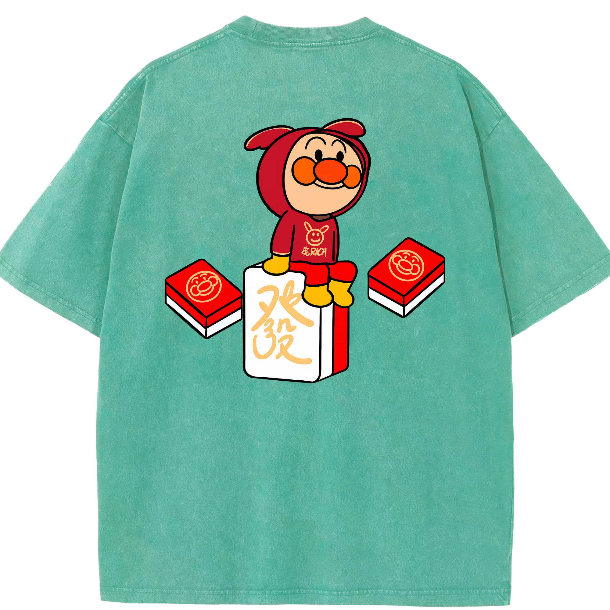（画像用） アンパンマン Anpanman 綿100% ヴィンテージ風 半袖Tシャツ（背面プリント）